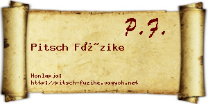 Pitsch Füzike névjegykártya